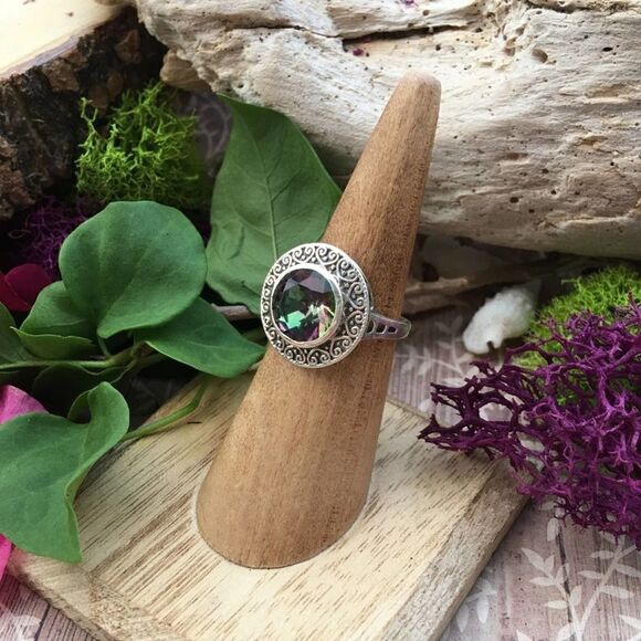 Rainbow Topaz Solid Sterling Silver Ring Size 6 - Picture 4 of 10